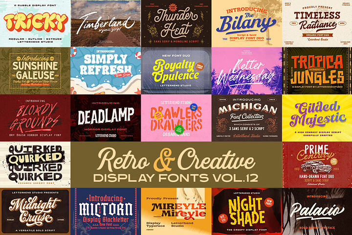 Retro & Creative Display Fonts Vol.12