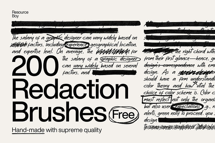 200 Free Redaction Photoshop Brushes