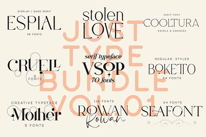Just Type Bundle Vol.1 – 9 Typefaces