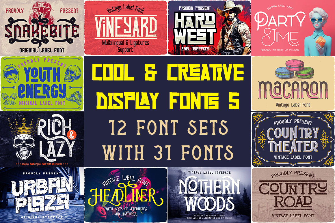 12 Retro Or Creative Style Display Font Families 