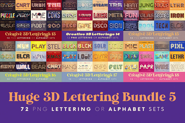 Huge 3D Lettering Bundle 5 – 72 Sets