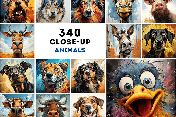 340 Close-up Animal Illustrations
