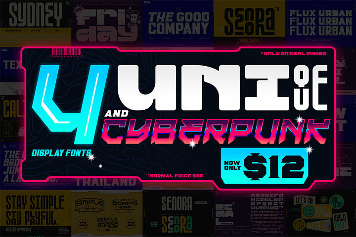 4 Unique & Cyberpunk Display Fonts