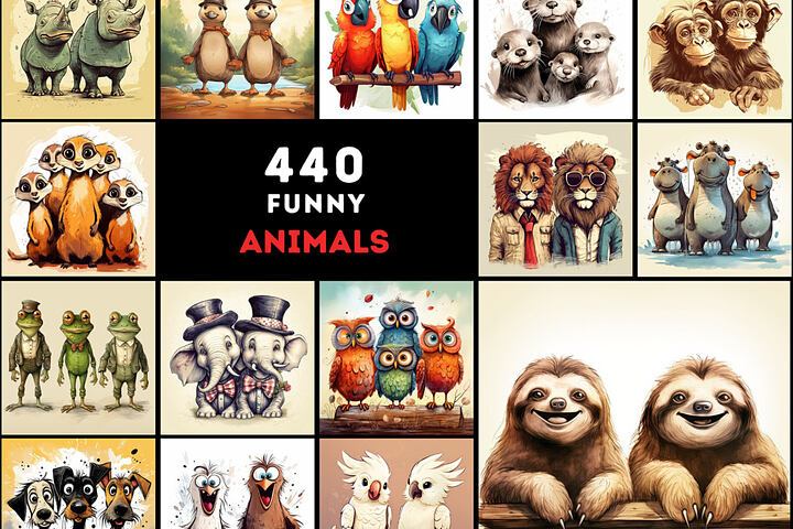 440 Funny & Cute Animal Illustrations