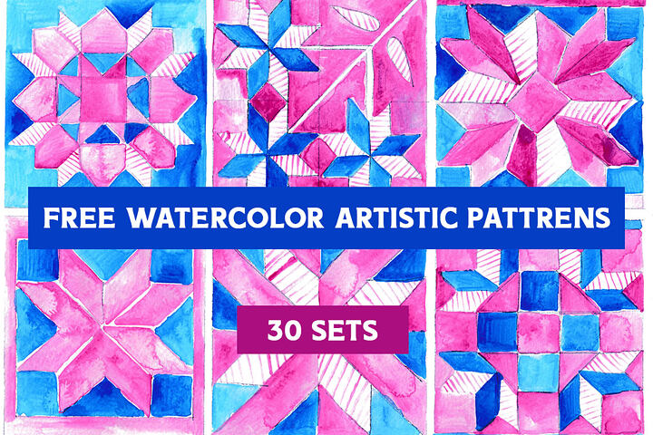 Free Watercolor Artistic Patterns – 30 Sets