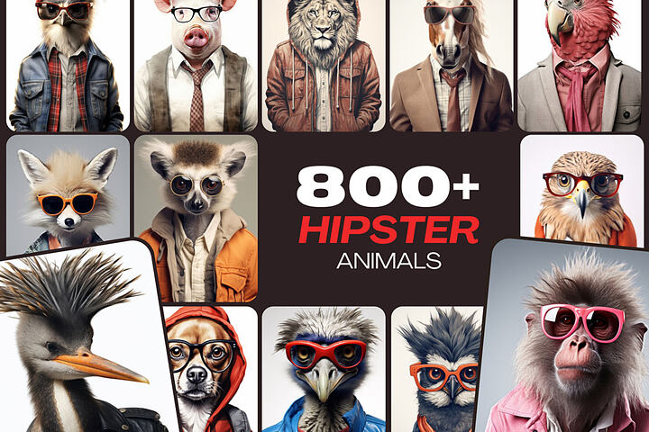 800 Hipster Animal Artworks
