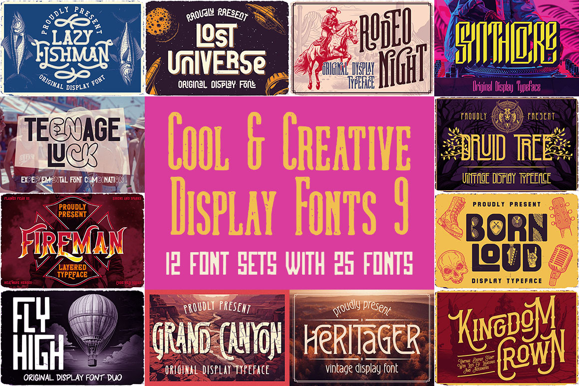 12 Retro Or Creative Style Display Font Families 