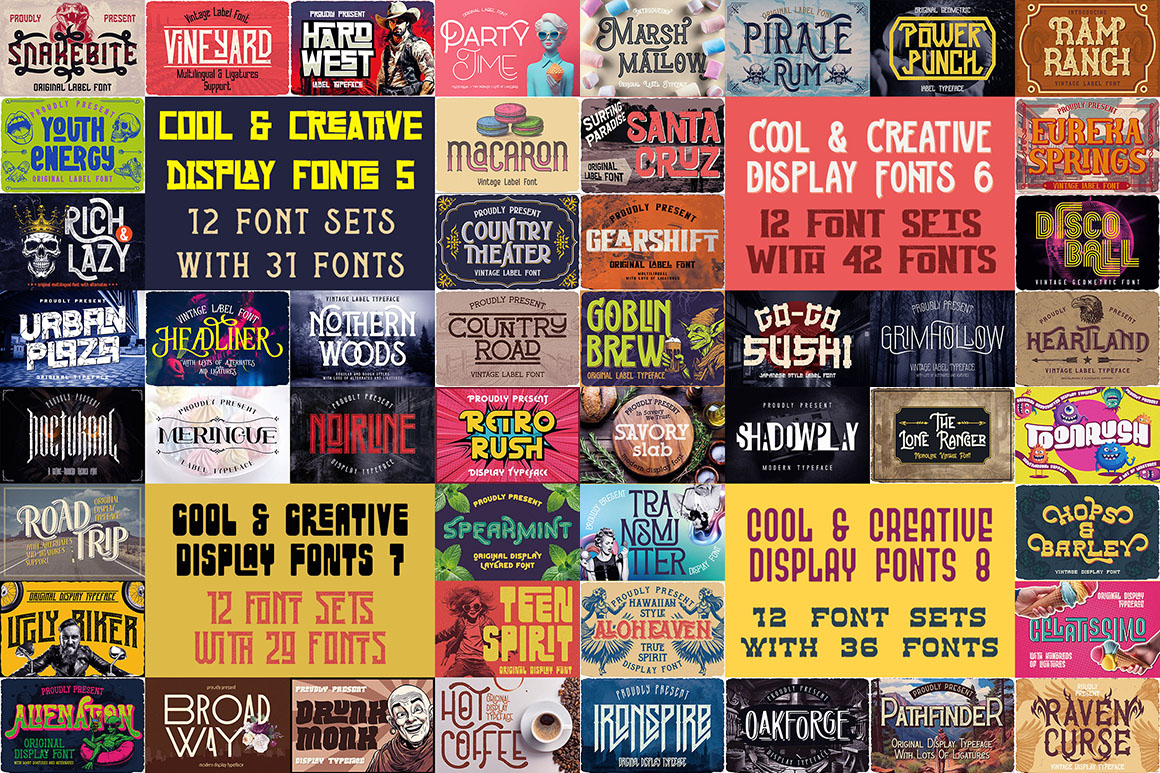 48 Retro Or Creative Style Display Font Families 