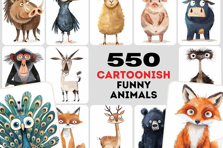 550 Funny Animal Illustrations