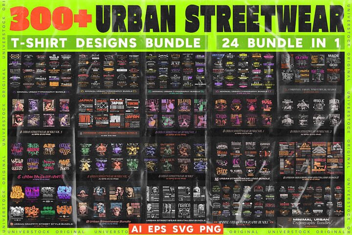 300 Streetwear T-Shirt Designs Ready for POD