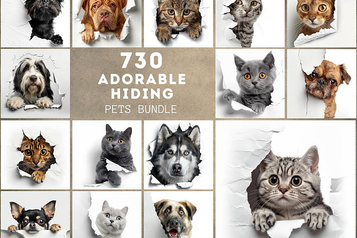 730 Adorable Peekaboo Cats & Dogs