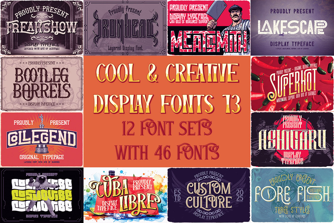 12 Retro Or Creative Style Display Font Families 