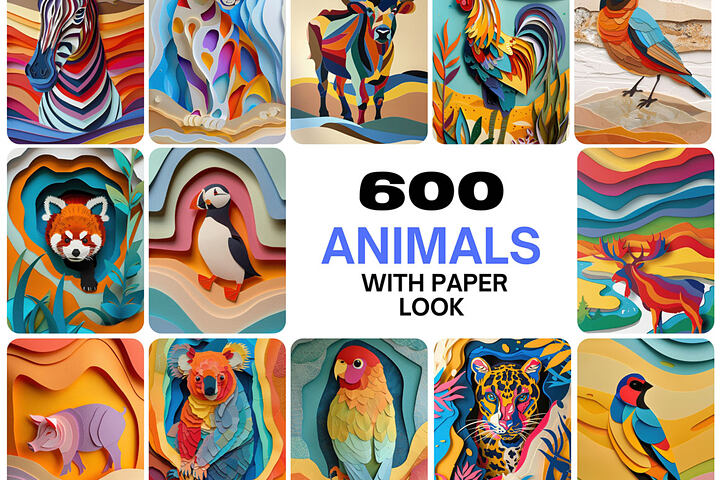 600 Animals with Paper Cut Look