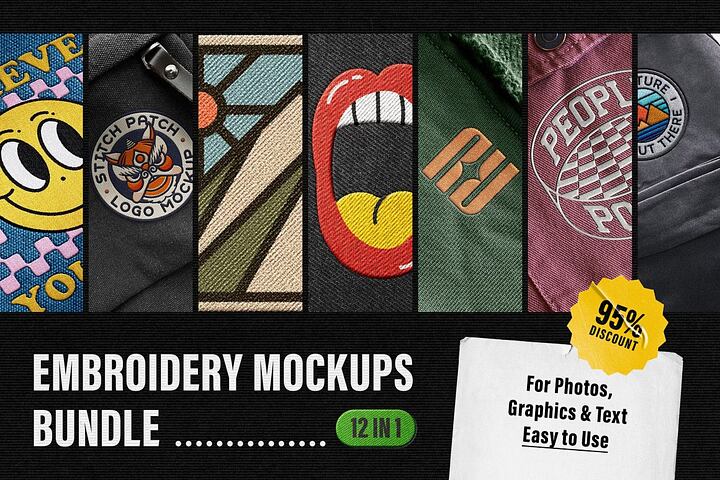 Embroidery Mockups 12-in-1 Bundle