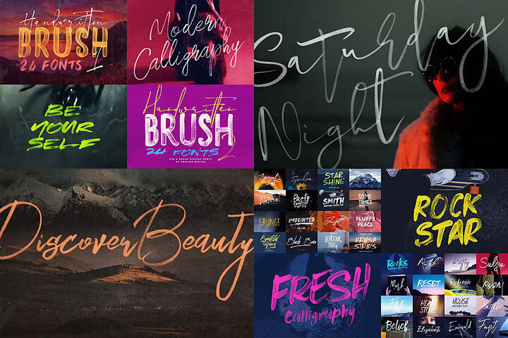 Handwritten Brush Fonts - 84 Sets