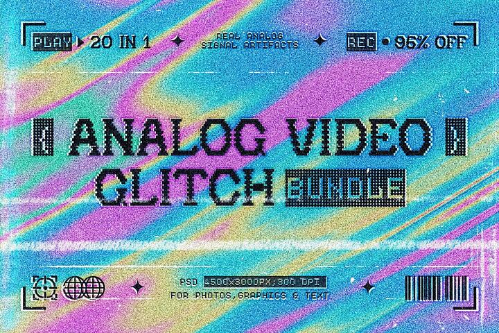 20-in-1 VHS Glitch Effects Bundle