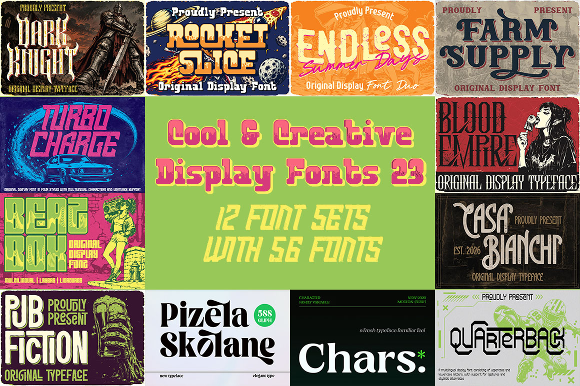12 creative font families. Tons of possibilities. One awesome bundle deal!