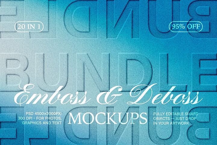 Embossed & Debossed Mockups Bundle