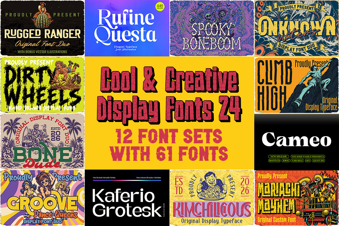 12 creative font families. Tons of possibilities. One awesome bundle deal!