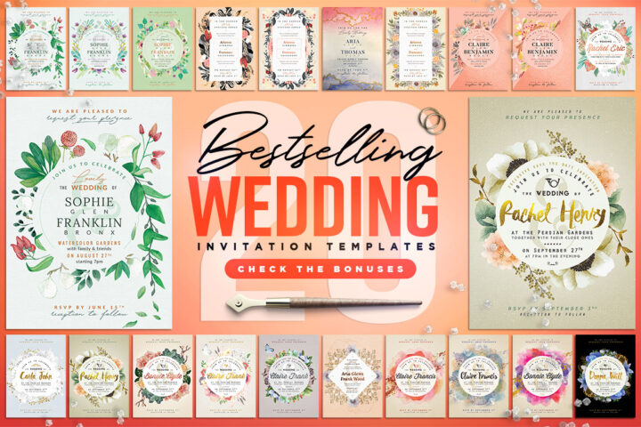 20 Watercolor Wedding Invitations