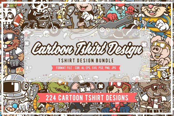 224 Pro Cartoon T-shirt Designs