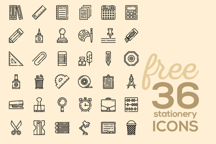 36 Free Stationery Linear Icons