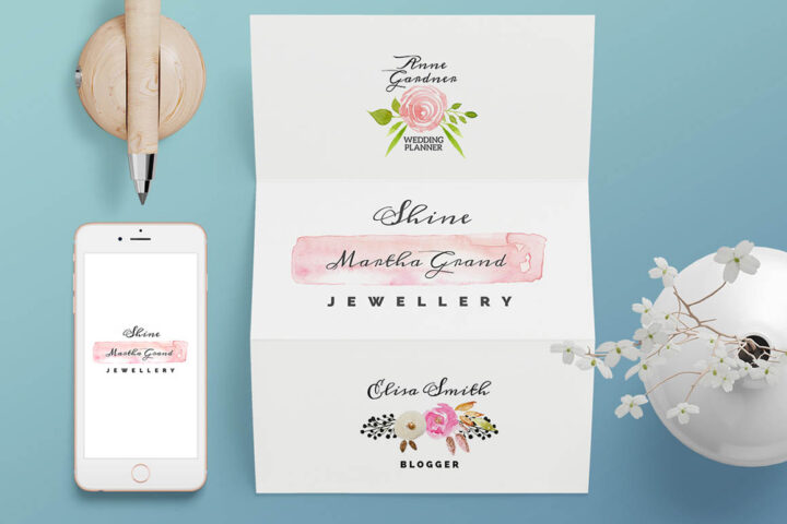 3 Free Watercolor Logos