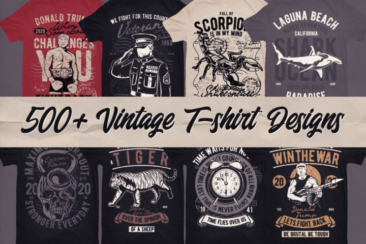 500 Vintage T-shirt Designs