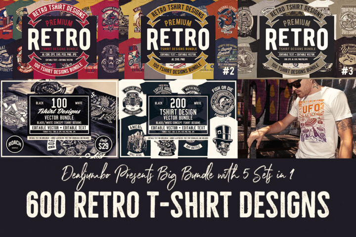 600 Retro T-shirt Designs