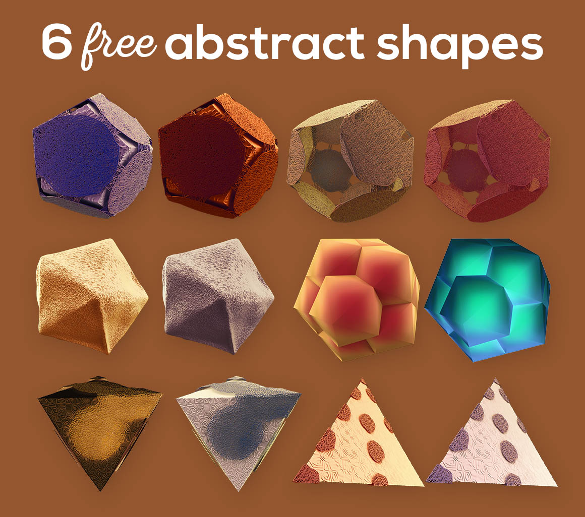 6 Free Abstract 3D Shapes 2 - Dealjumbo