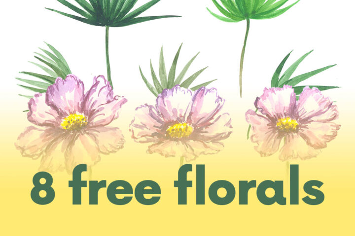 8 Watercolor Florals – Free Illustrations