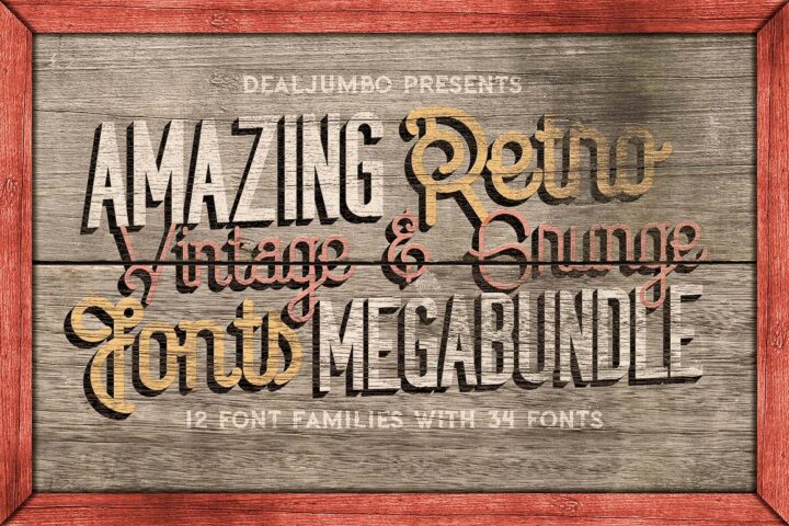 Retro, Vintage & Grunge Fonts Megabundle