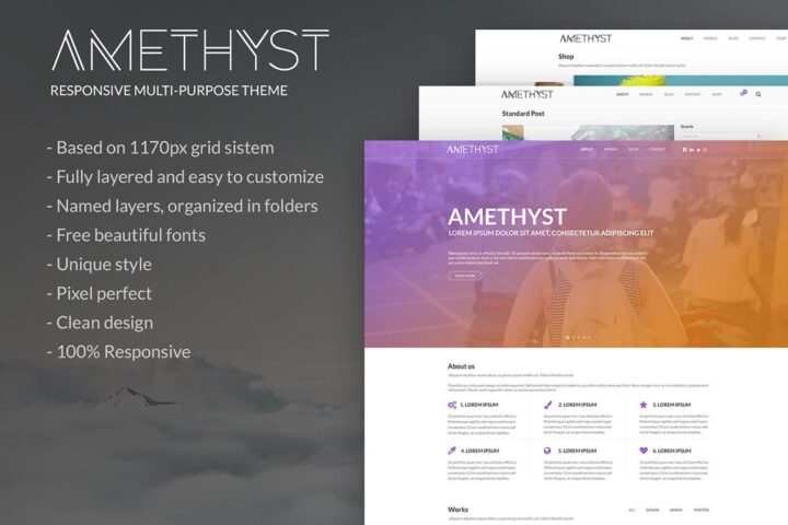 Amethyst – Free PSD Template