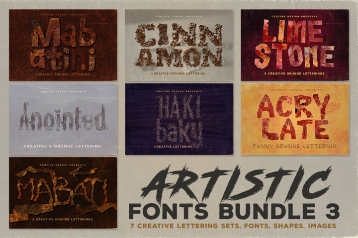 Artistic Fonts & Graphics Bundle 3