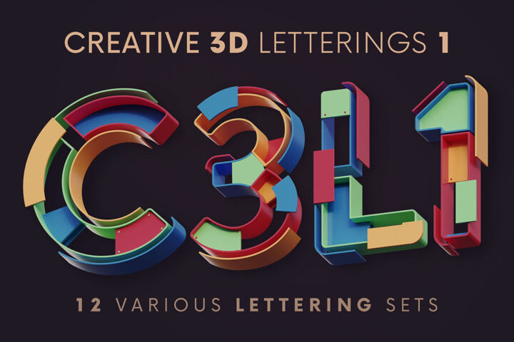Creative 3D Lettering Bundle 1 – 12 Sets