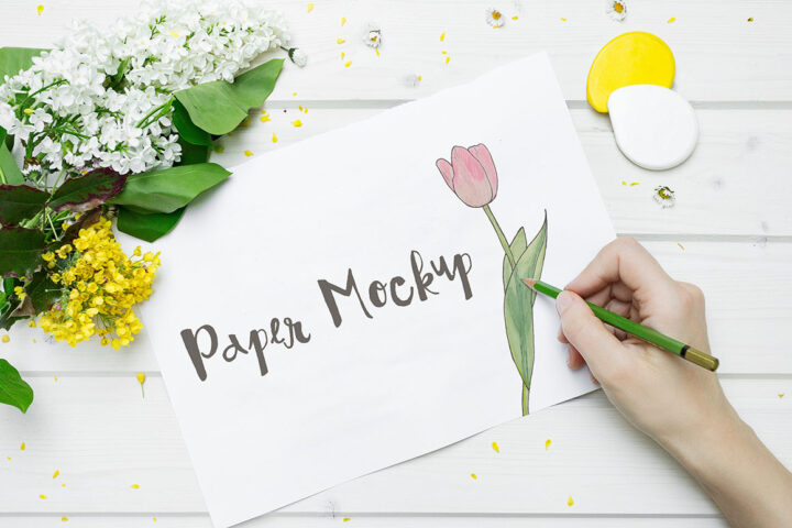 Drawing on Paper – Free Mockup