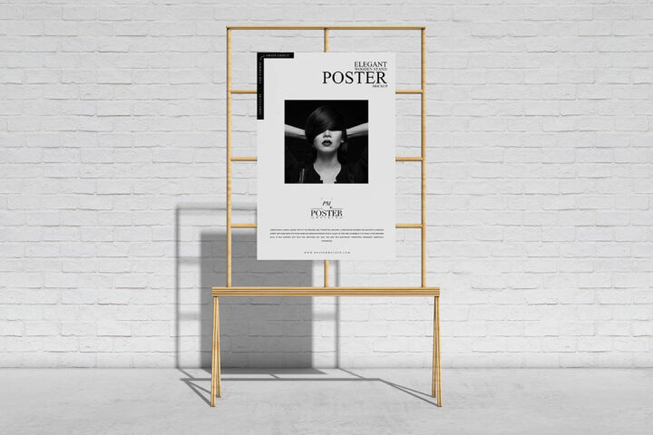 Wooden Stand Poster – Free Mockup