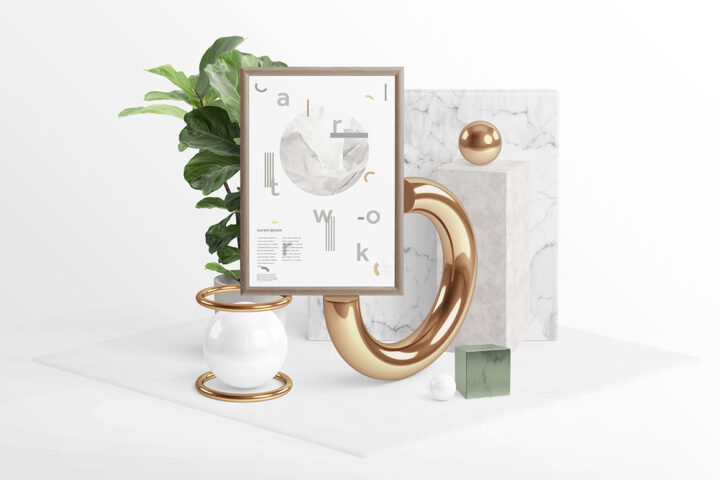 Frame In Surreal Scene – Free Mockup