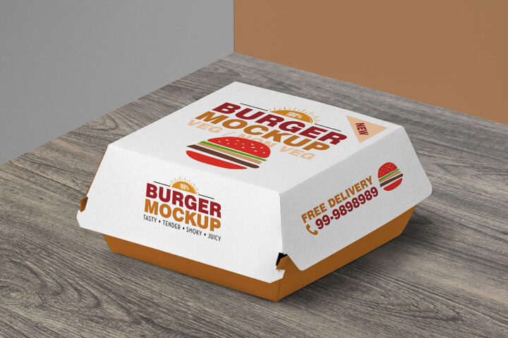 Burger Box Packaging – Free Mockup
