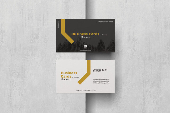Business Cards on Concrete – Free Mockup
