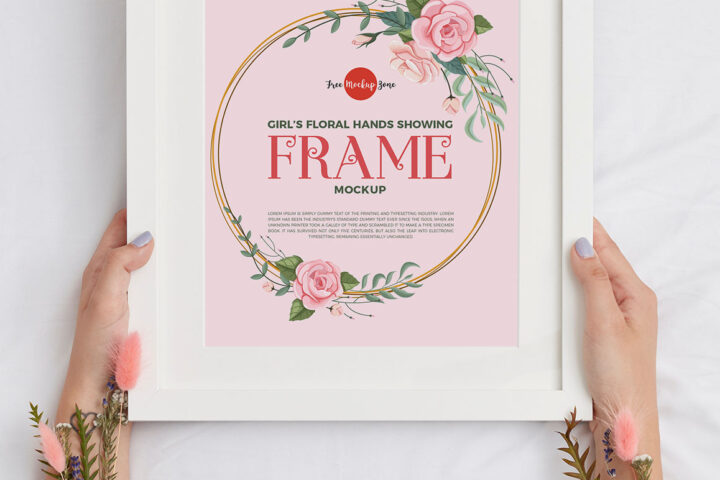 Floral Hands with Frame – Free Mockup