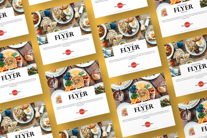 Grid Square Flyers – Free Mockup