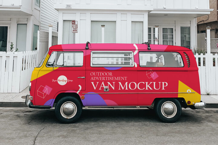Retro Van Car – Free Mockup