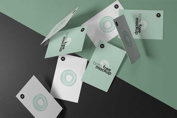 Falling Business Cards – Free Mockup