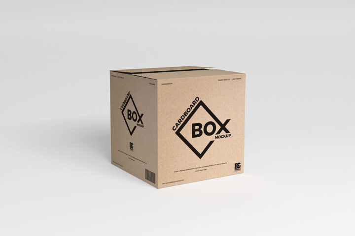 Square Cardboard Box – Free Mockup
