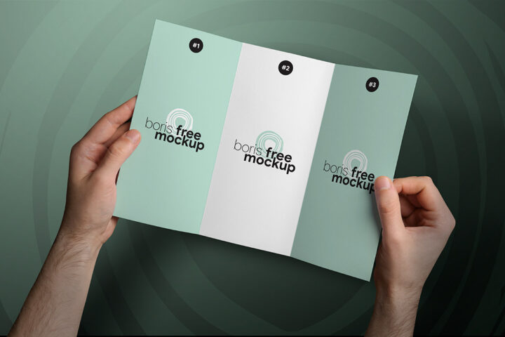 Trifold Brochure in Hands – Free Mockup