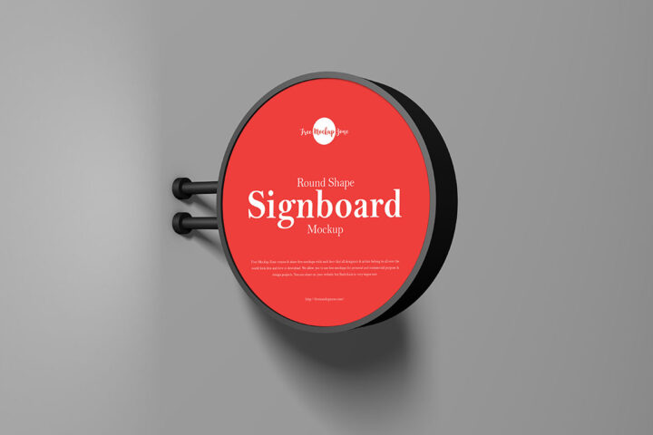 Round Shape Signboard – Free Mockup
