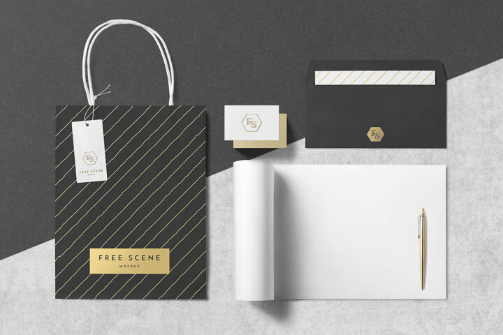 Free PSD Stationery Scene Mockup