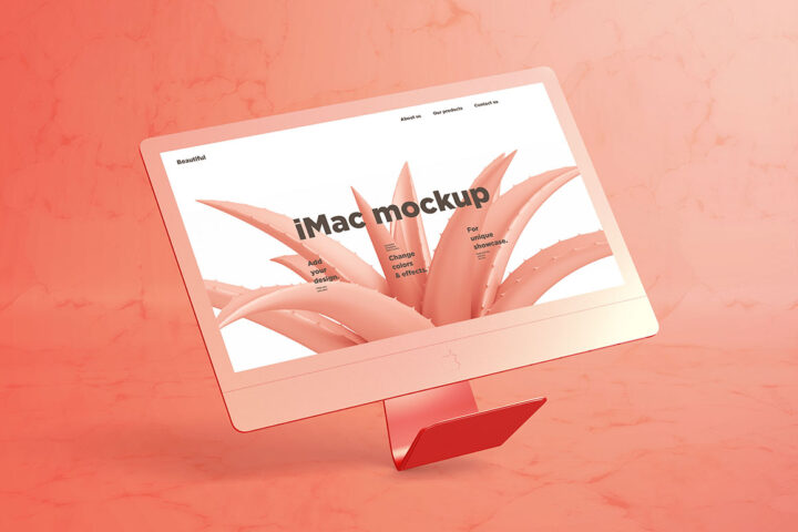 Free iMac Mockup with Marble