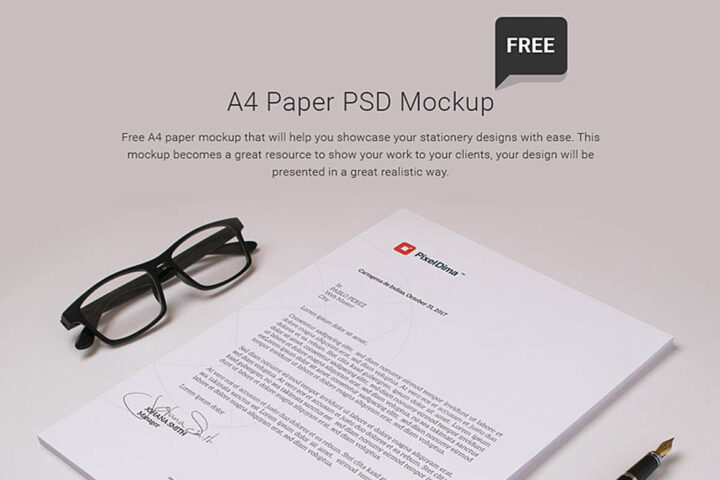 Free A4 Paper PSD Mockups